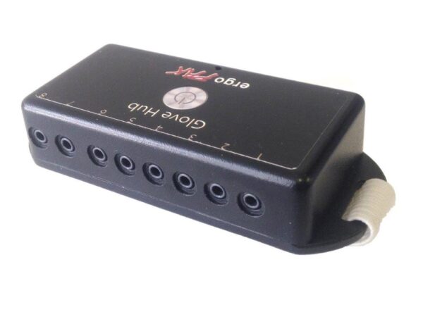 A black guitar amplifier with an ergoPAK™ ergoGLOVE featuring a FSR sensor system for improved performance.