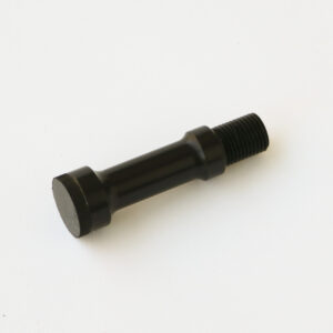 A Flat Round Post Rubber in Black on a White Background